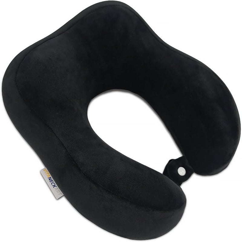 VITANECKART Hump Travel Pillow, High-end Memory Foam Neck Pillow, Double Support for Neck, Head and Chin, 360° Ergonomic Design Full Neck wrap Pillow, Suitable for Office, Airplane and car (Black) - Image 1